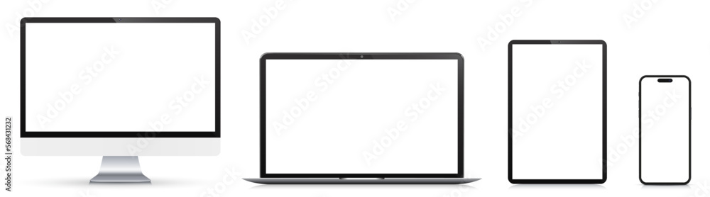 Poster Set technology devices with empty display - stock vector