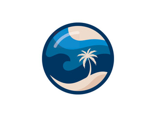modern palm tree beach illustration vector logo
