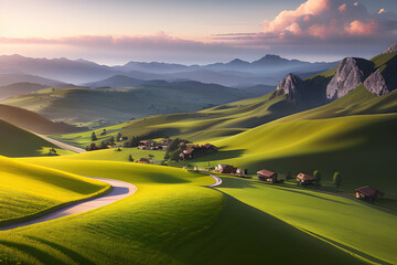 landscape with mountains and clouds