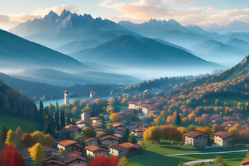 view of the village in the mountains