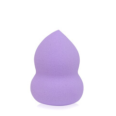 Purple beauty blender isolated on white background closeup. Makeup sponge.