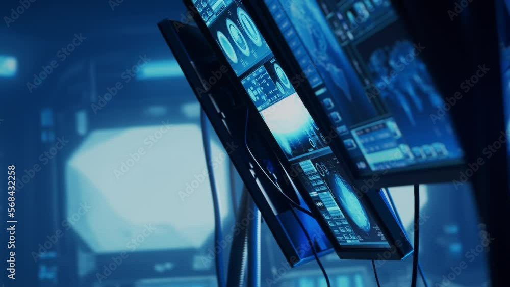 Fototapete futuristic spaceship control panel interface. spacecraft digital dashboard background with indicator