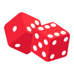 Game dice in isometric design. Vector 3d icon