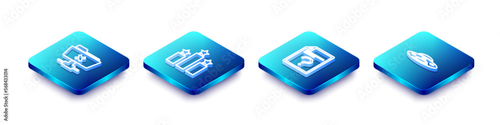Aufkleber set isometric line ftp cancel operation, ranking star, unknown document and ufo flying spaceship ico
