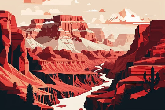 vector grand canyon landscape, Generative Ai