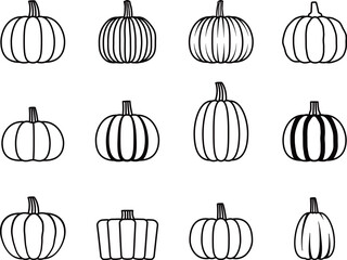線のみ　カボチャのイラストセット