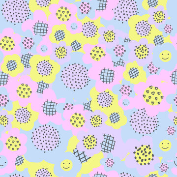spring seamless pattern children's cute. floral seamless pattern with many decorative flowers, leaves and twigs. For fashion fabrics, children s clothing, T-shirts, postcards, templates and scrapbook © Анна Таранкова