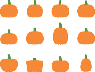 主線なし　カボチャのカラーイラストセット