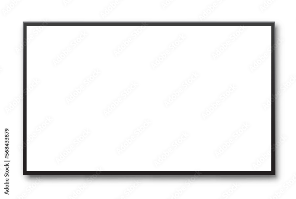 Poster realistic tv screen. empty tv frame. modern stylish lcd monitor, led type. blank television template