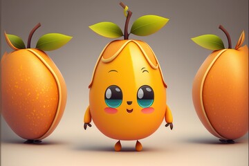 Fototapeta premium a cute adorable mango character generative ai rendered in the style of children-friendly cartoon animation fantasy style