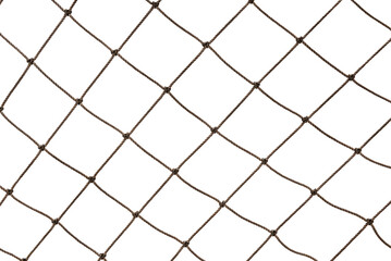 Football or tennis net. Rope mesh on a white background close-up