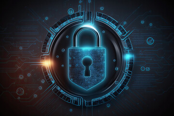 Cyber security network with digital padlock on internet technology