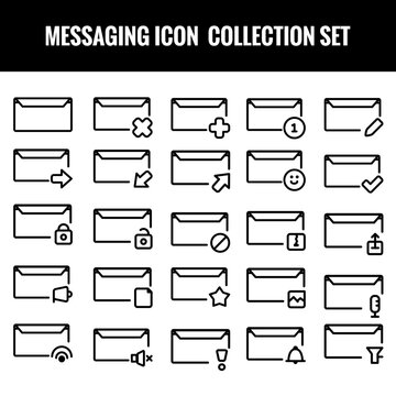 Messaging icons collection set, collection set, chat Message outline Bubbles Vector Icon. Communication icons. Conversation, SMS, Notification, Group Chat. Chatting icons - vector illustration.