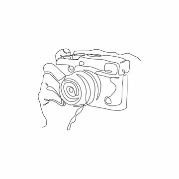 recommend clip art: continuous line art of a hand taking a picture