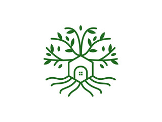 modern tree house illustration vector logo