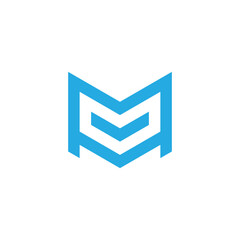 letter mo simple geometric line logo vector