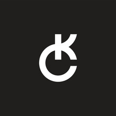 letter kc round simple mono line logo vector