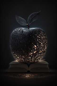 Magic Black Apple, Poisoned, Fantasy - AI Generated 