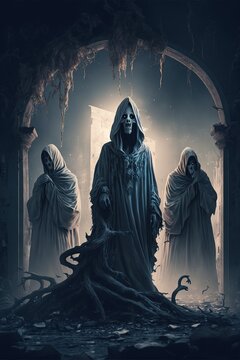 Three Evil Demons, Death, Evil - AI Generated