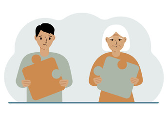 Fototapeta premium Team metaphor. People putting puzzle pieces together. The concept of teamwork and cooperation. Business concept.