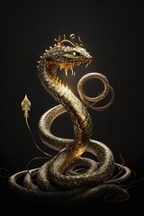 Golden Snake Object, Book Cover Art, Minimal Ornate, Intricate, AI Generated