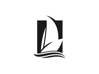 modern sailing ship illustration vector logo