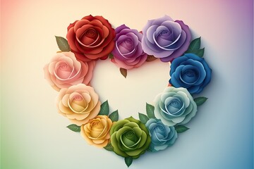 roses, flowers, rainbow, heart generative ai, generative, ai