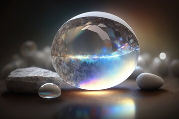 Moonstone or Hecatolite, close up raw material mineral gemstone, idea for gemology and spiritual theme concept, Generative Ai	
