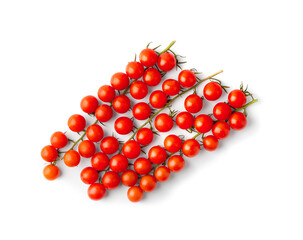 Branches of cherry tomatoes on a white background