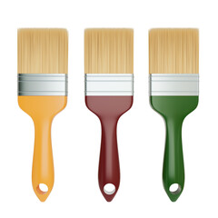 paint brush yellow red green rendering 3d illustration with clipping path
