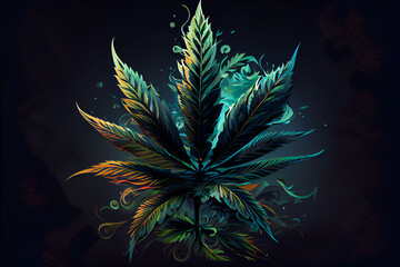  Modern Cannabis Artwork Poster.  Abstract Cannabis Concept .Generative AI - obrazy, fototapety, plakaty