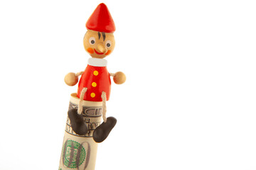 image of wooden toy money banknote