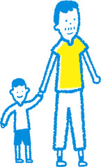 father is holding son’s hand_1