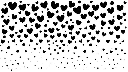 Black heart of valentine's day concept for romantic of elegant symbol of love wallpaper pattern, vector with black of hearts. On PNG transparent background 