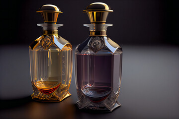 Aromatic Perfume bottles.  Fragrance Bottles.  Generative AI.
