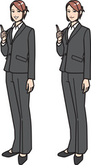 指差す ビジネスウーマンA　全身
