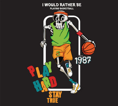 Vector Skeleton Basketball Player Illustration