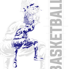Basketball player in action comic-style illustration