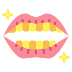 gold teeth flat icon style