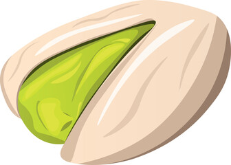 Pistachio nut flat cartoon vector illustration isolated 