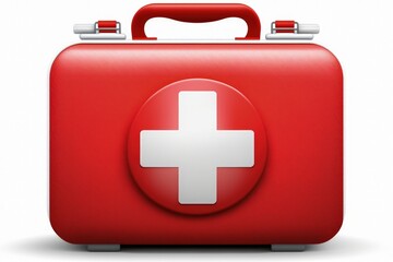 Fototapeta premium Illustration of briefcase with first aid kit, white background. Generative AI