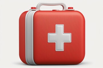 Fototapeta premium Illustration of briefcase with first aid kit, white background. Generative AI