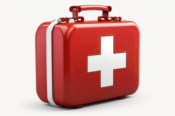 Obraz premium Illustration of briefcase with first aid kit, white background. Generative AI