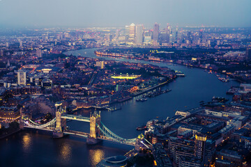 Tower bridge at River Thames view at sunset. London, UK