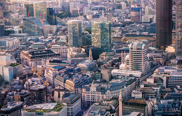 Fototapeta na wymiar City of London banking and business district at sunset. London, UK