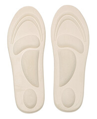 A pair of orthopedic insoles.