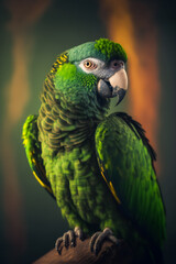 Obraz premium Colorful Parakeet. Green Parrot. Generative AI.