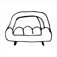 Vector illustration of a black and white sofa.