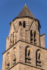 Fototapeta na wymiar Uzerche (Corrèze, France) - Détail du clocher de l'abbatiale Saint Pierre