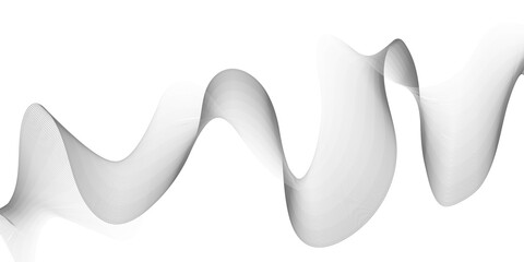 Wave line background with smooth shape. Beautiful wavy line on a white background. Horizontal banner template. Abstract futuristic template. Chrome technological wallpaper.
